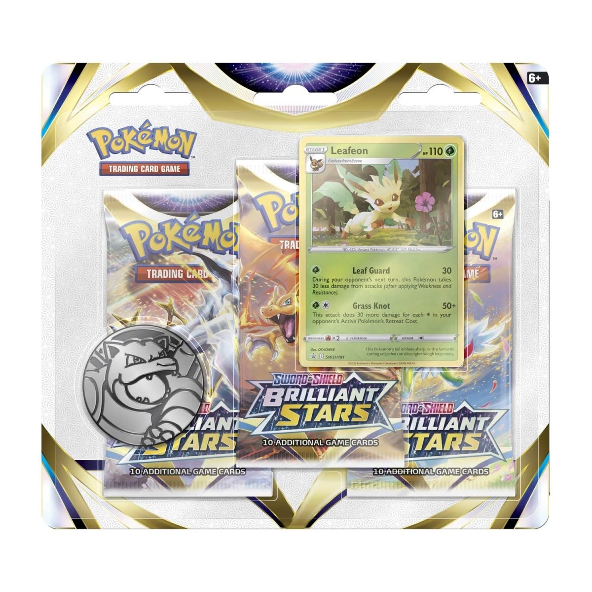 Brilliant Stars 3 Booster Packs Leafeon Promo Card