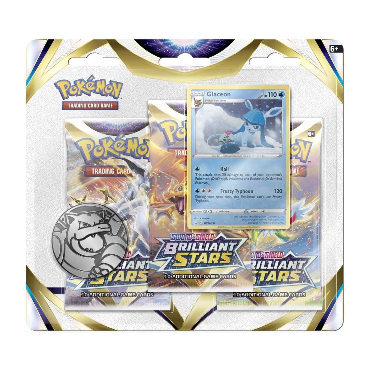 Brilliant Stars 3 Booster Packs Glaceon Promo Card