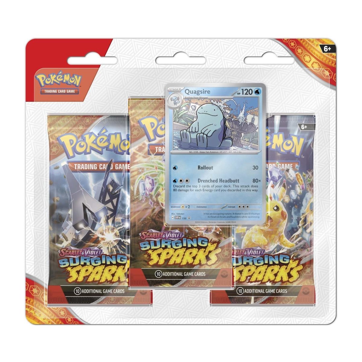 Surging Sparks 3 Booster Packs & Quagsire Promo Card