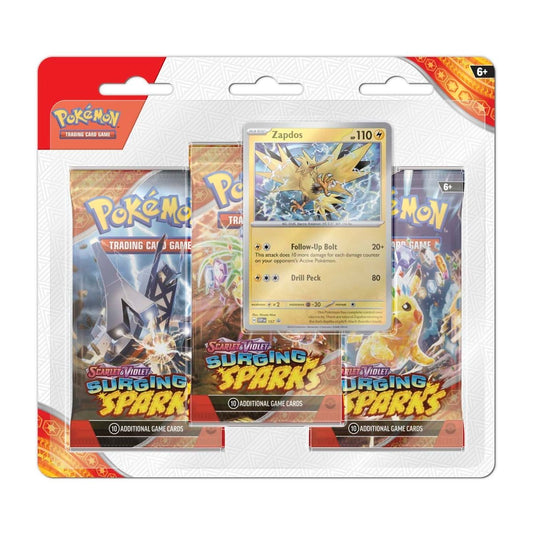 Surging Sparks 3 Booster Packs & Zapdos Promo Card